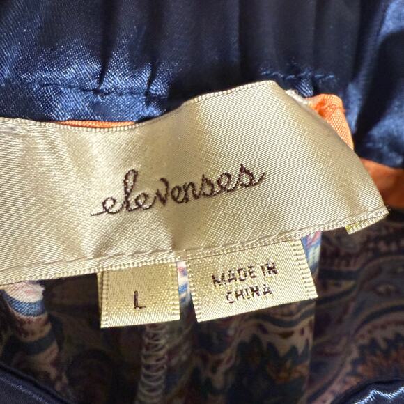 Anthropologie Elevenses Ines Blue Paisley Print Wide Leg Flowy Boho Pants Size L - Picture 15 of 15